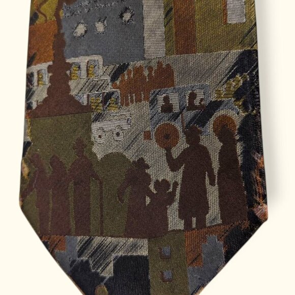 🍁Vintage 100% Silk Handmade City Tie - Picture 6 of 8